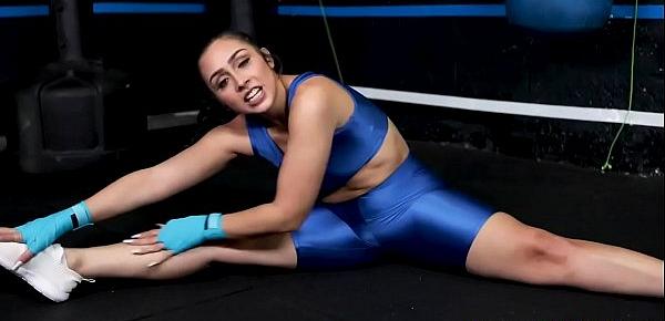  Sexy and fit babe demonstrates some wrestling moves